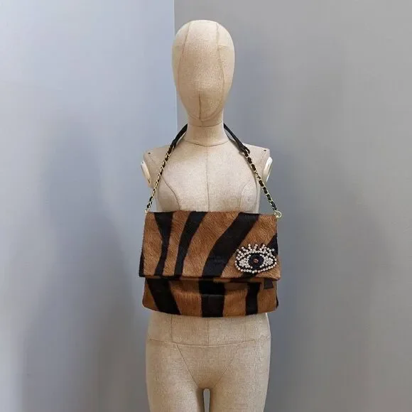 Justified Hunt Evil Eye Natural Hair on Hide Purse - Picture 8 of 12